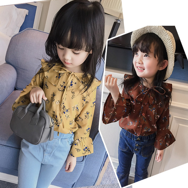 Страхотна детска момичешка шарена риза с връзкички около врата