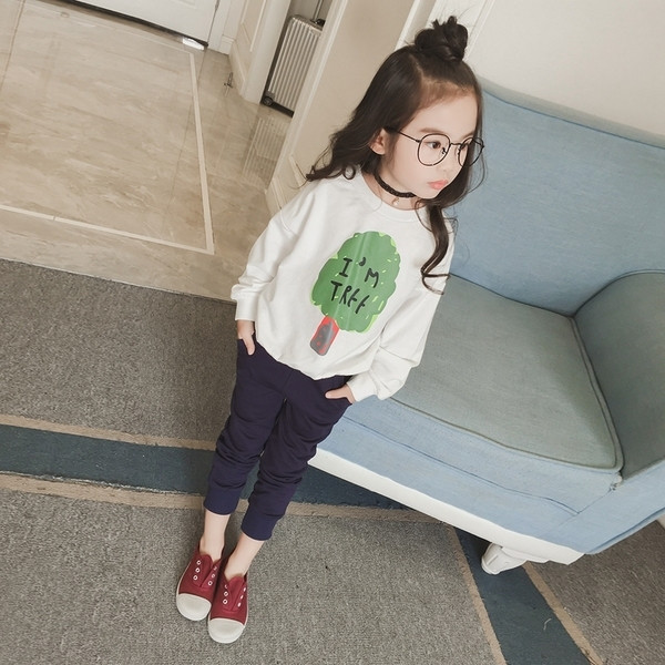 Детска блуза за момичета за пролет и есен с апликация дърво