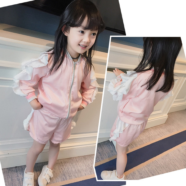 Παιδικό σετ για κορίτσια - σορτς και μπλούζα με μακρύ μανίκι 