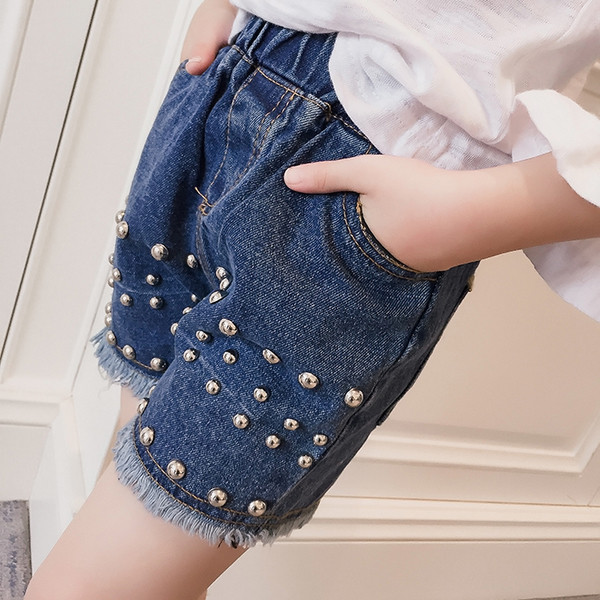 Уникални къси дънкови панталони в два цвята с много красиви перли