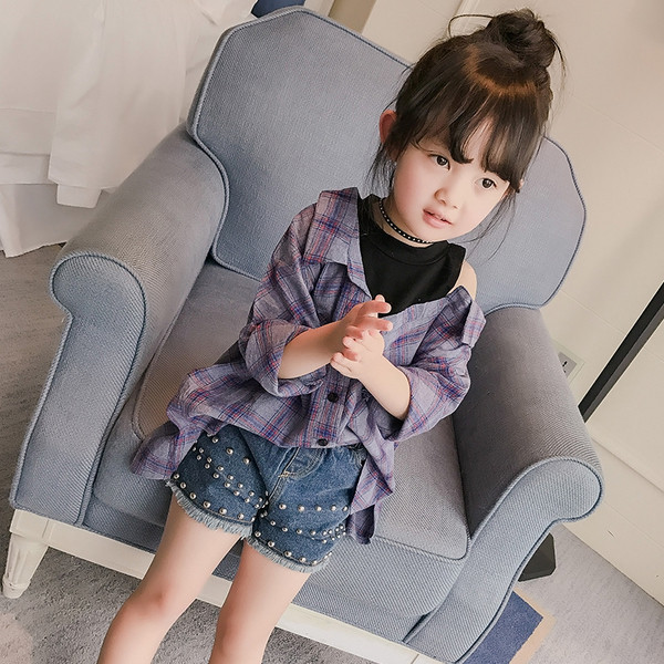 Уникална карирана детска момичешка риза