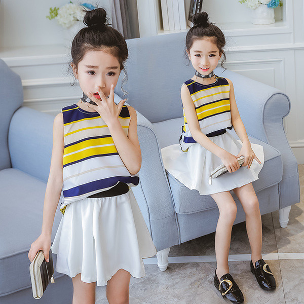 Παιδικό σετ άνοιξης / καλοκαιριού από δύο κομμάτια - φούστα και φανέλα σε απαλά χρώματα