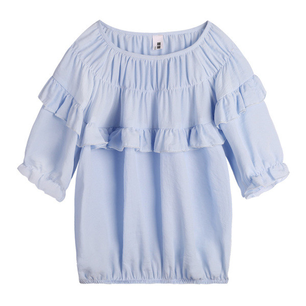 Елегантна блуза за момичета с ластик и къдри