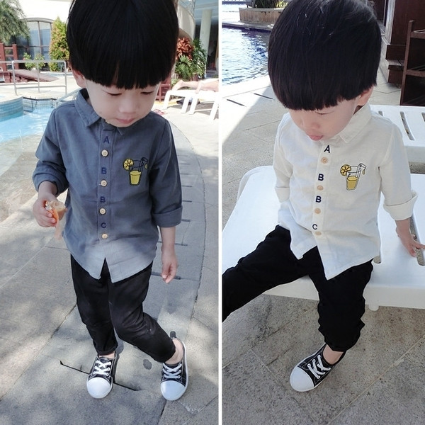 Παδικό βαμβακερό πουκάμισο για  σε δύο διαφορετικά χρώματα