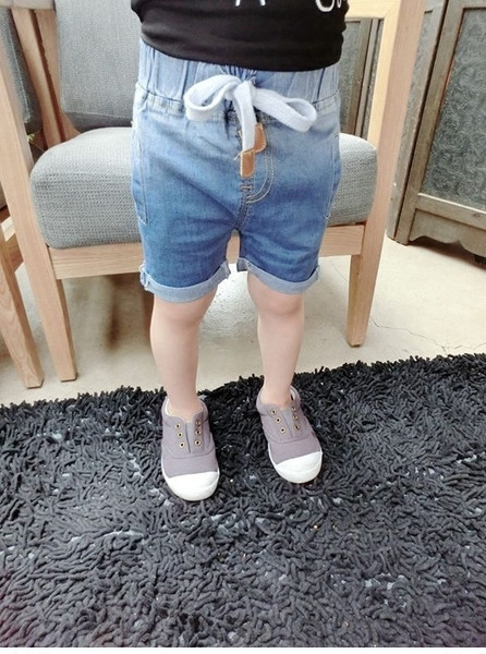 Ластични къси дънкови панталони с връзки