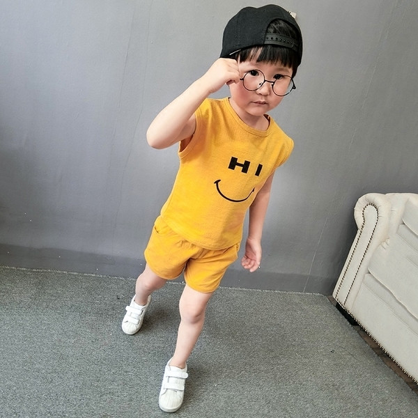 Παιδικό σετ -  αμάνικο και σορτς με εφαρμογή χαμόγελου