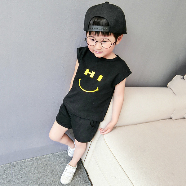 Παιδικό σετ -  αμάνικο και σορτς με εφαρμογή χαμόγελου