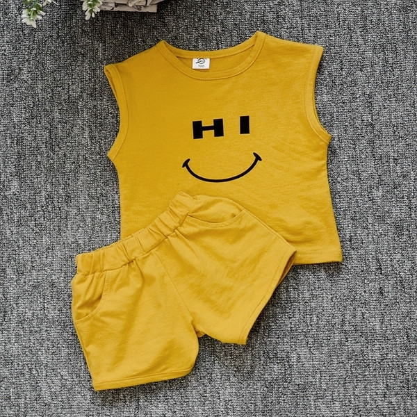 Παιδικό σετ -  αμάνικο και σορτς με εφαρμογή χαμόγελου