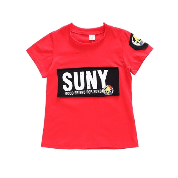 Много стилна блузка с къс ръкав за момиче в четири различни цвята и надпис