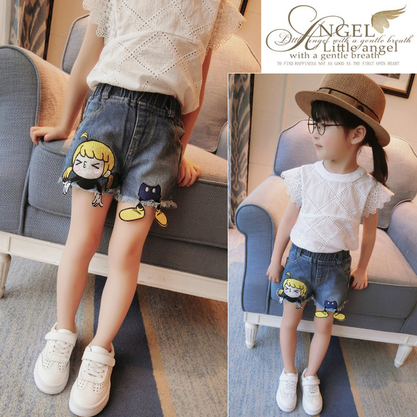 Много красиви момичешки къси дънкови панталони с уникална бродерия