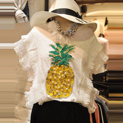Интересен модел дамска блуза с апликация ананас