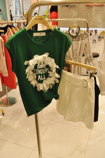 Βαμβάκι κυρίες αμάνικο T-shirt με τρισδιάστατο λουλούδι