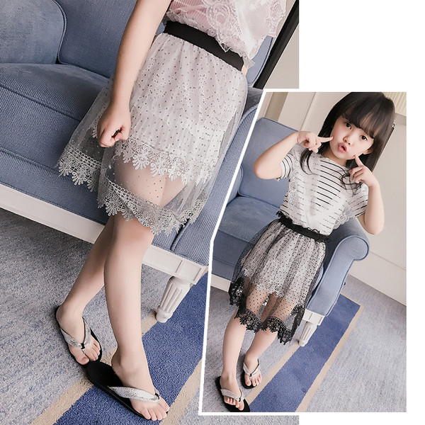 Lace φούστα για τα κορίτσια με πέπλο σε γκρι και μαύρο έκδοση