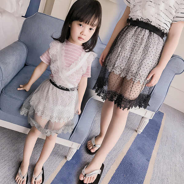 Lace φούστα για τα κορίτσια με πέπλο σε γκρι και μαύρο έκδοση