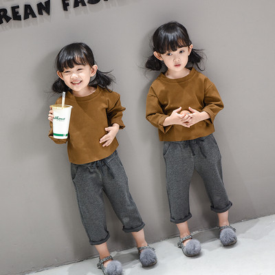 Детски комплект от 2 части за момичета - широка блуза и дълъг панталон