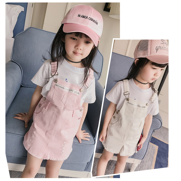 Уникална детска пола - гащеризон в мръснобял и розов вариант