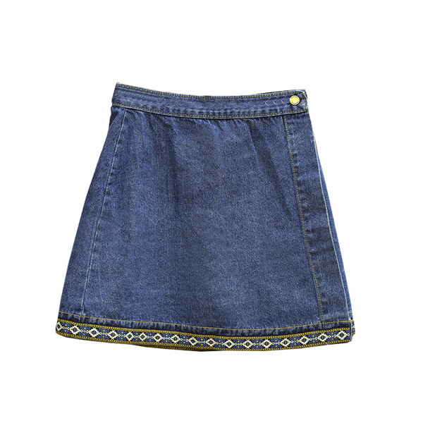 τζιν φούστα της Γυναίκας με κεντημένα στολίδια