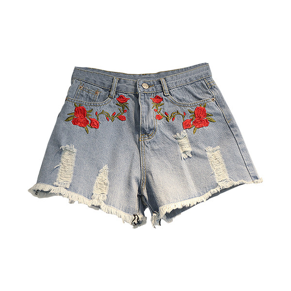 Ежедневни дамски къси панталони с бродерия на розички