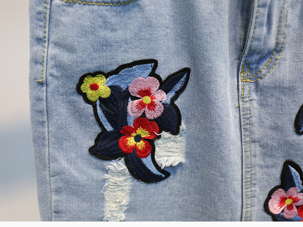 Μια μεγάλη καθημερινή κυρίες τζιν φούστα με κεντήματα και βλεφαρίδες