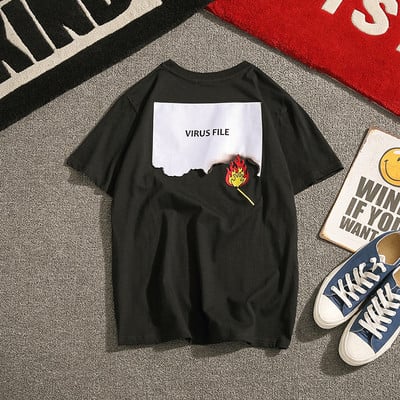 Καθημερινά μπλούζα με κοντά μανίκια σε δύο χρώματα και λεζάντα