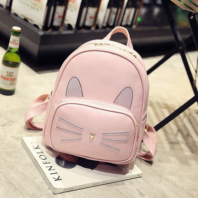 Много интересна дамска раница с апликация на коте в много и различни цветове