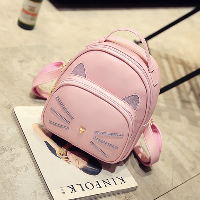 Много интересна дамска раница с апликация на коте в много и различни цветове