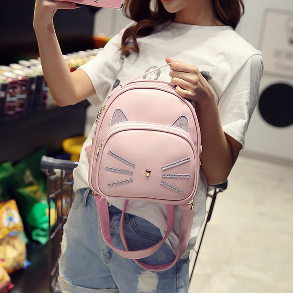 Много интересна дамска раница с апликация на коте в много и различни цветове