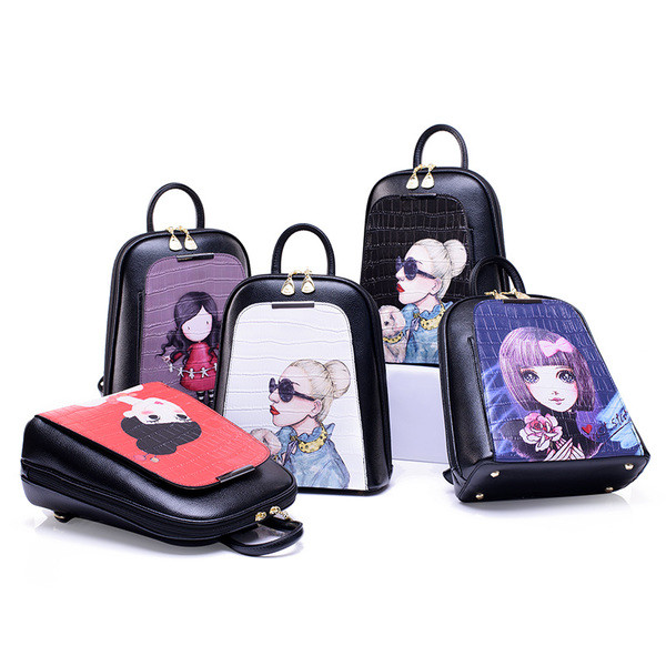 Кожена дамска раница в различни цветове с интересни апликации