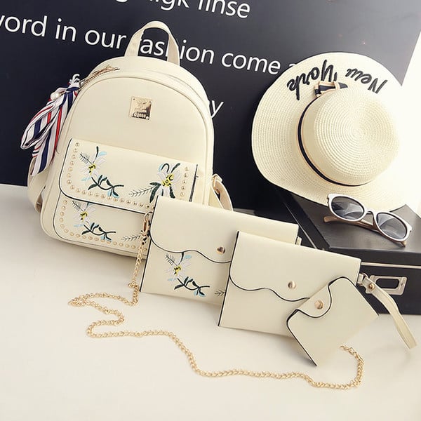 Πολύ μοντέρνο και κομψό γυναικείο σακίδιο με κεντήματα  άνθη