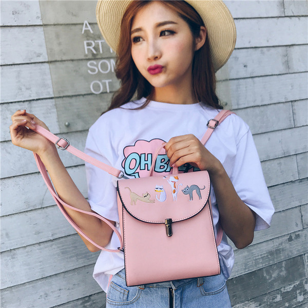 Страхотна дамска чанта с дълга дръжка за през рамо и бродерия с котенца