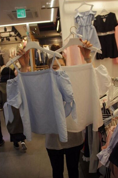 Καθημερινά Κυρίες Μπλούζα με τιράντες και ένα ώμο σε δύο χρώματα