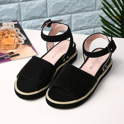 Ежедневни дамски велурени сандалки с закопчалка на глезена в няколко цвята