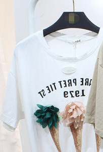 Καθημερινά κυρίες πουκάμισο με κοντά μανίκια και σκισμένα μοτίβα