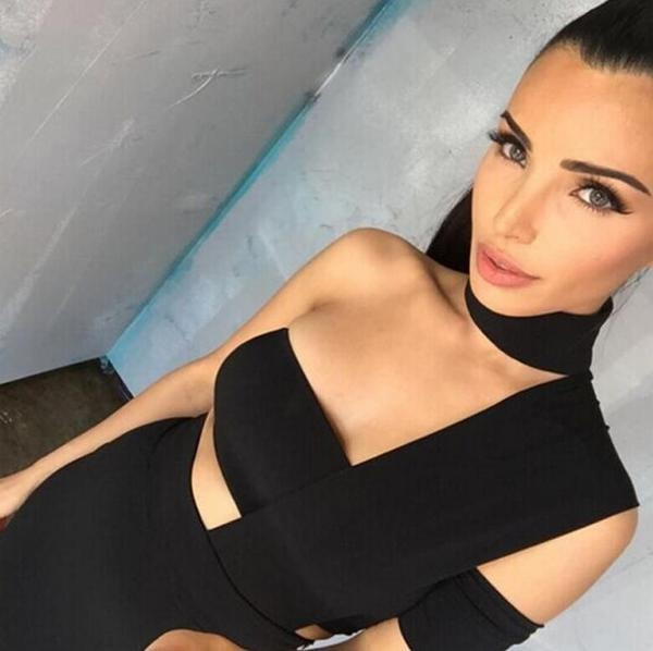 Εξαιρετικά κομψό βράδυ κυρίες μαύρο φόρεμα