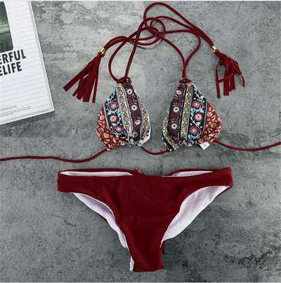 Τρέχουσα μαγιό 2 μέρη με φούντες και κορδέλα