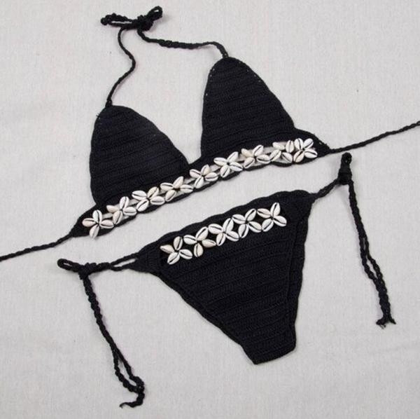 Μεγάλη πλεκτό κυρίες μαγιό σε μαύρο και άσπρο