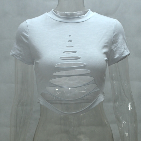 Μεγάλη κυρίες σύντομο πουκάμισο σκισμένο κίνητρα σε δύο χρώματα