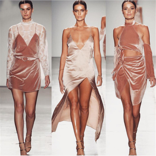 Velvet κυρίες φόρεμα με V-neck