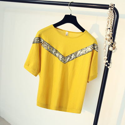 Καλοκαίρι T-shirt με κοντά μανίκια και πούλιες