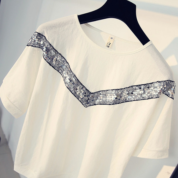 Καλοκαίρι T-shirt με κοντά μανίκια και πούλιες