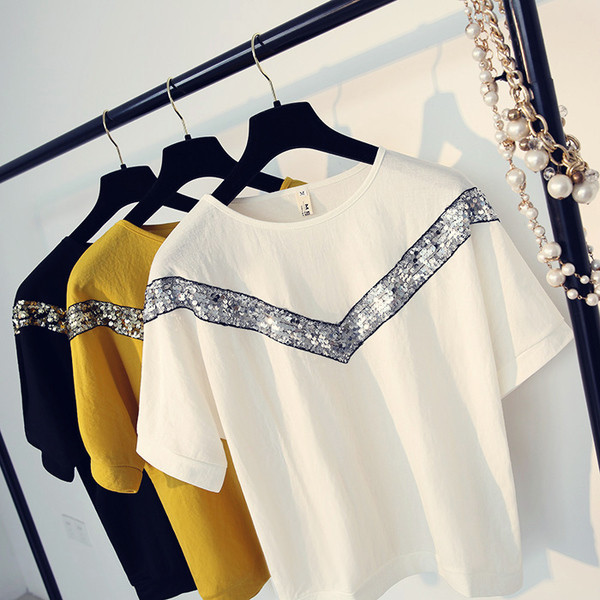 μπλούζα άνοιξη και το καλοκαίρι γυναικών με κοντά μανίκια με πούλιες