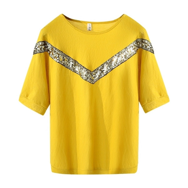 μπλούζα άνοιξη και το καλοκαίρι γυναικών με κοντά μανίκια με πούλιες