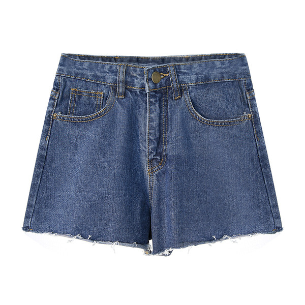 Κυρίες σύντομη παντελόνι τζιν με υψηλή μέση και όμορφα κεντήματα στο πίσω τσέπη