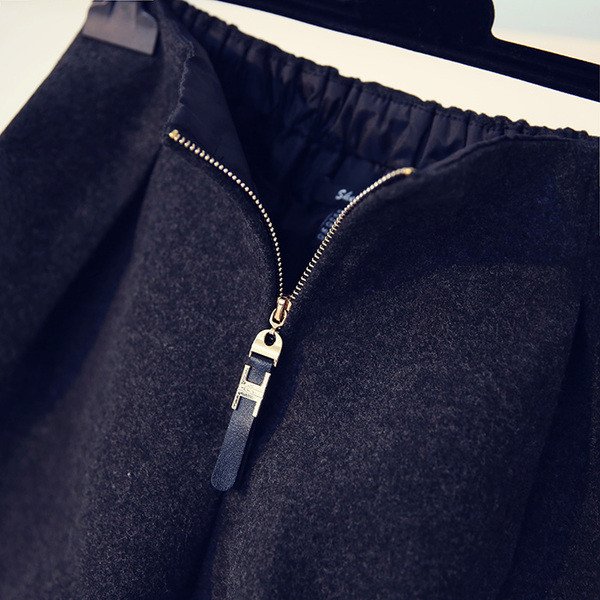 Ευρεία σορτς μαλλί με φερμουάρ