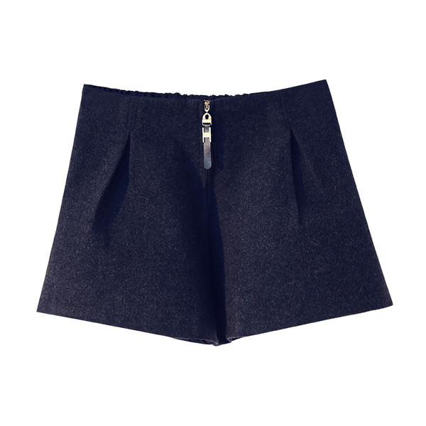 Ευρεία σορτς μαλλί με φερμουάρ