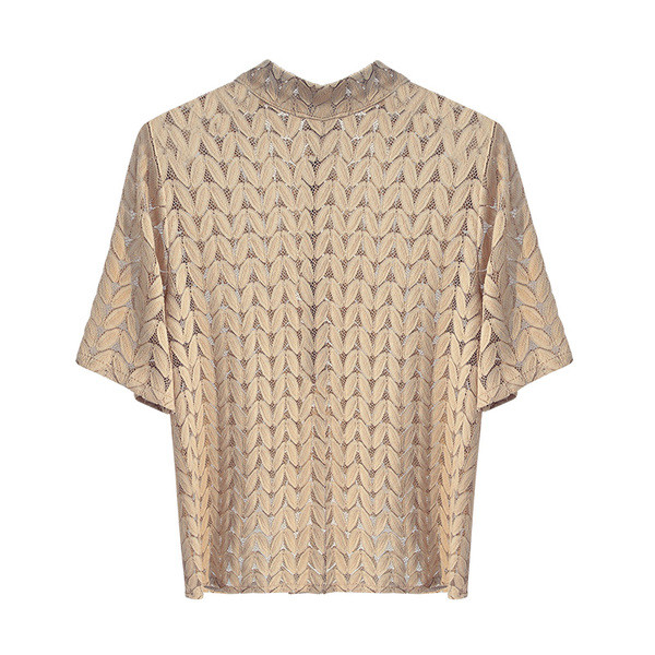 Μια μεγάλη καθημερινή κυρίες μπλούζα με κοντά μανίκια σε δύο διαφορετικά χρώματα