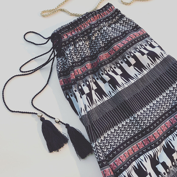 Ежедневни шарени дамски шалвари с писклюлести връзки