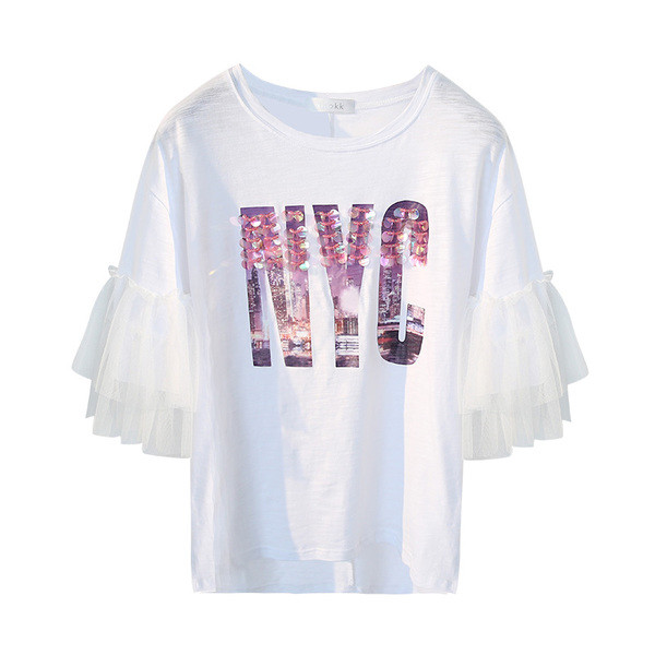 μπλούζα κομψές κυρίες με ακανόνιστο μανίκια πούλιες και Ο-λαιμό