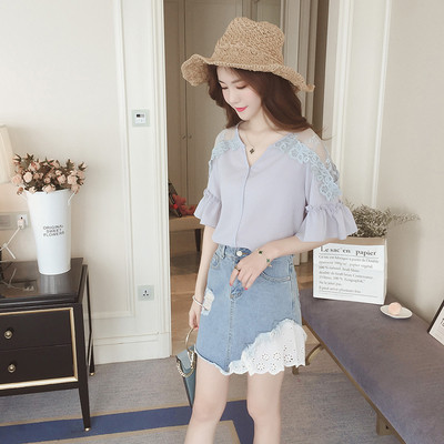 Κυρίες καθημερινή πολύ απαλή πουκάμισο με δαντέλα