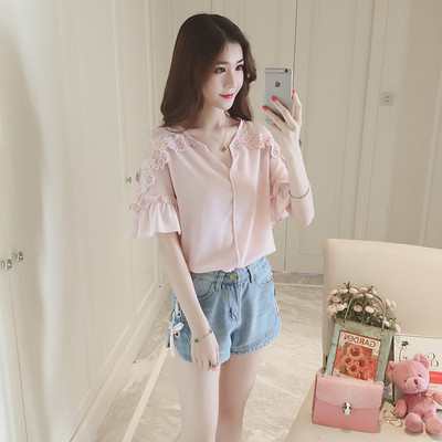 Κυρίες καθημερινή πολύ απαλή πουκάμισο με δαντέλα